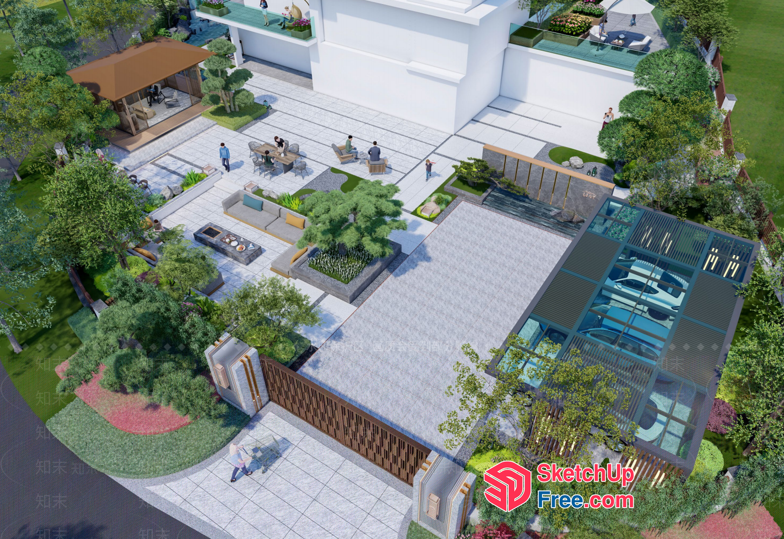 Modern Villa With Outdoor Living Space And Pool 3D SketchUp File