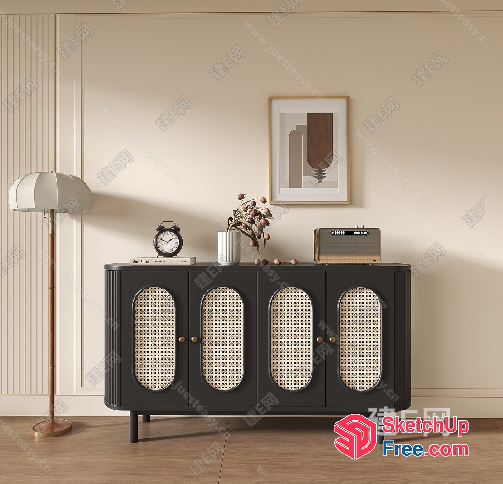 Elegant And Modern Rattan Cabinet In A Classic Style 3D SketchUp File