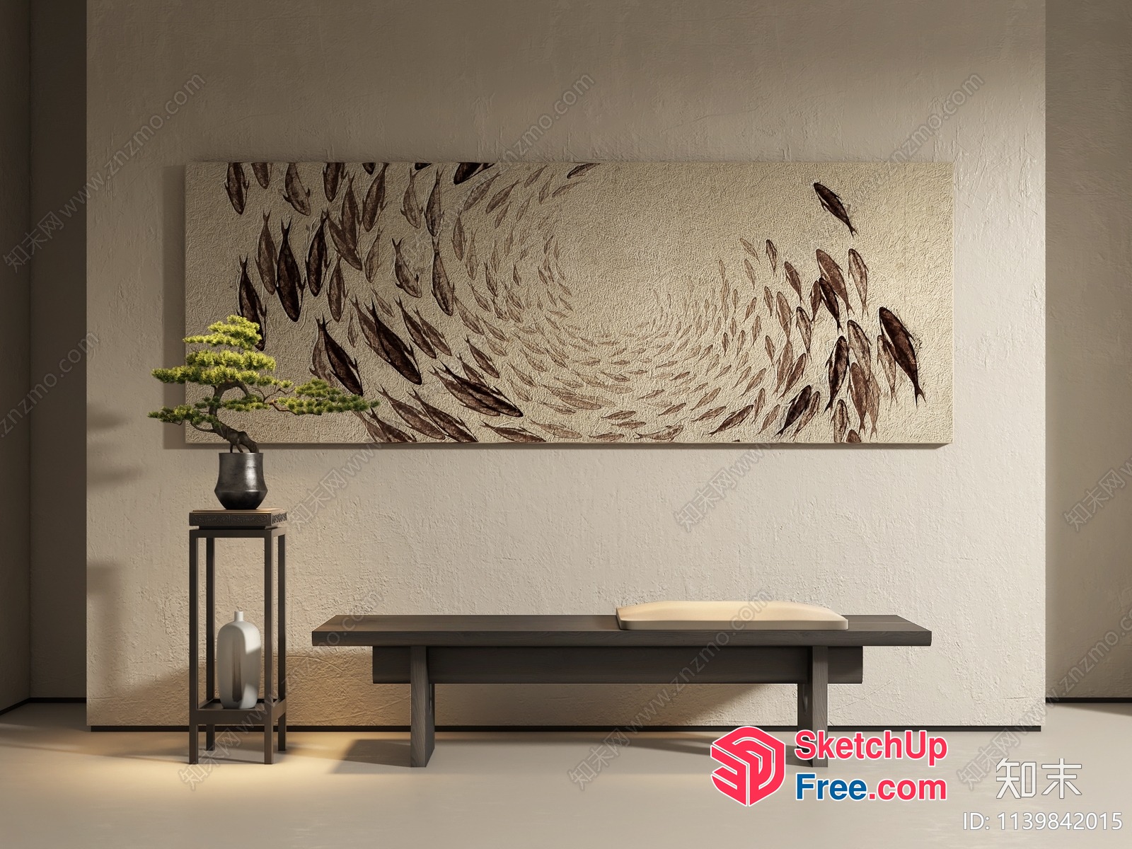 Japanese Style Wabi-Sabi Decorative Wall Art 3D SketchUp File