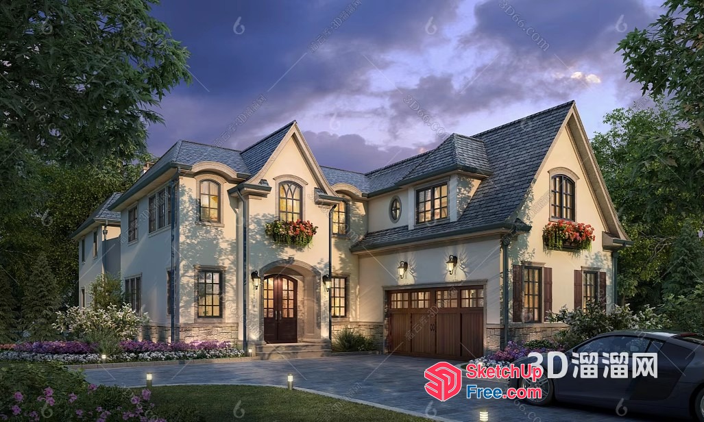 Classic European Style Villa With Elegant Facade 3D SketchUp File