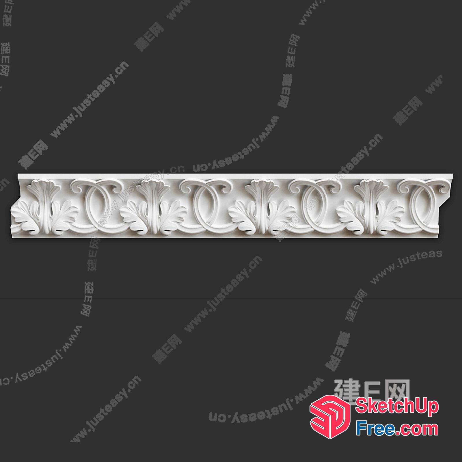 Ornate Ceiling Moulding With Floral And Leaf Designs 3D SketchUp File