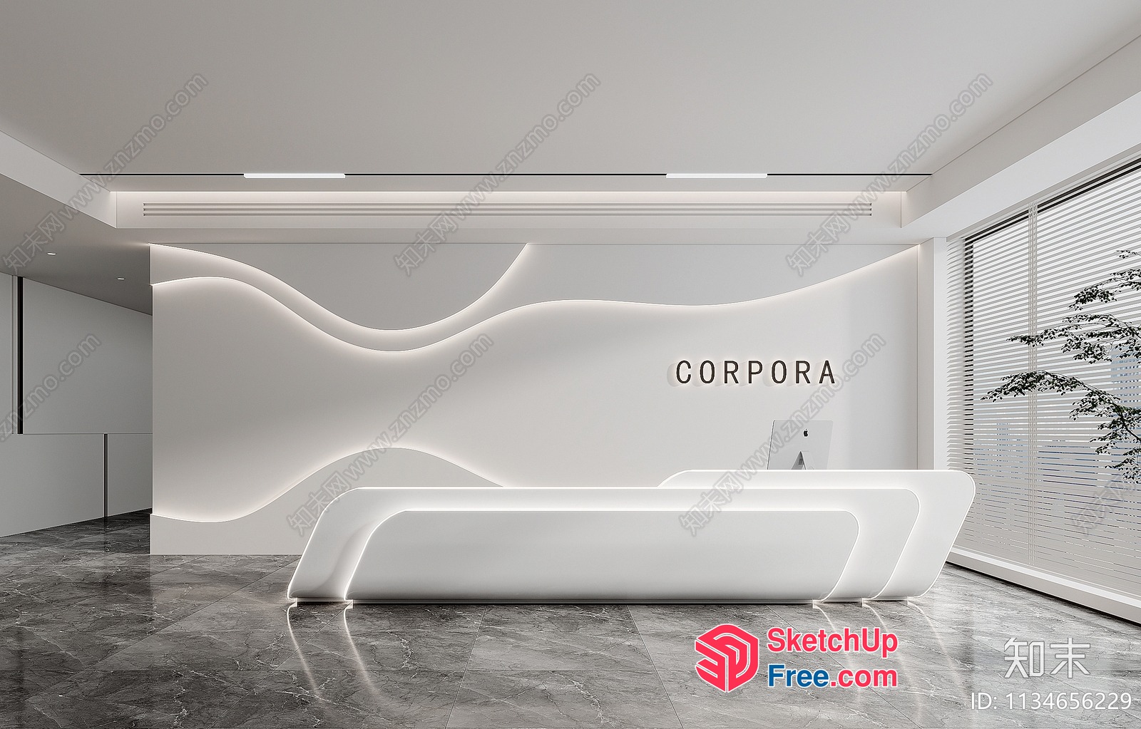 Sleek Modern Reception Area 3D SketchUp File