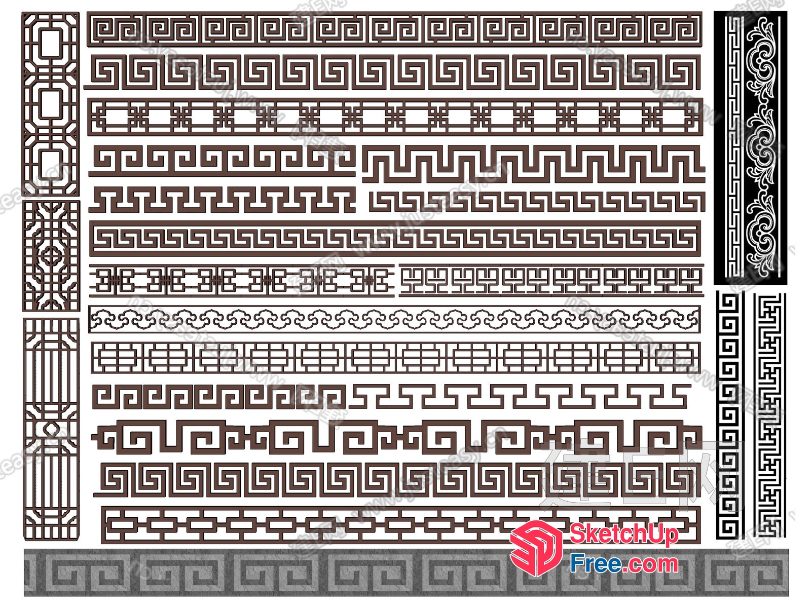 Ornate Greek Key Patterns 3D SketchUp File