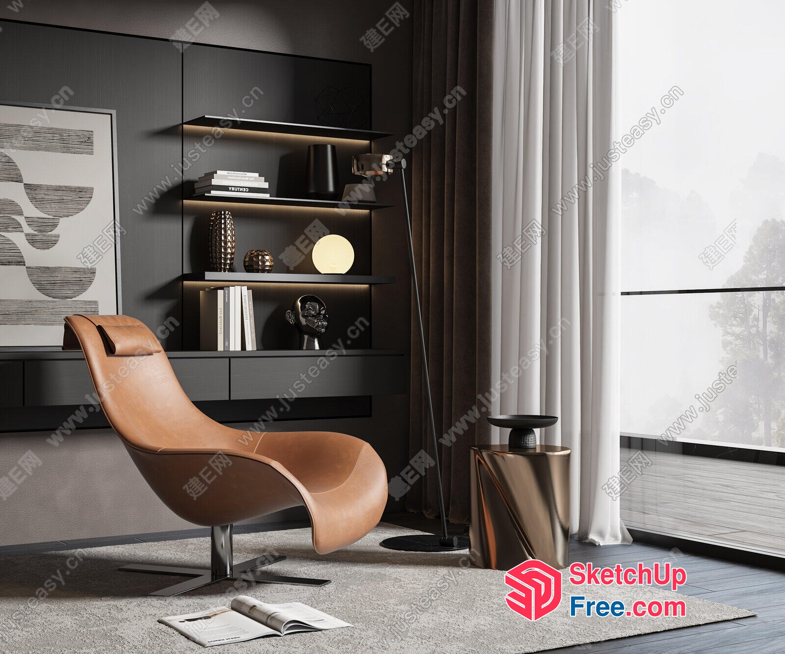 Modern Minimalist Living Room With Elegant Furniture 3D SketchUp File
