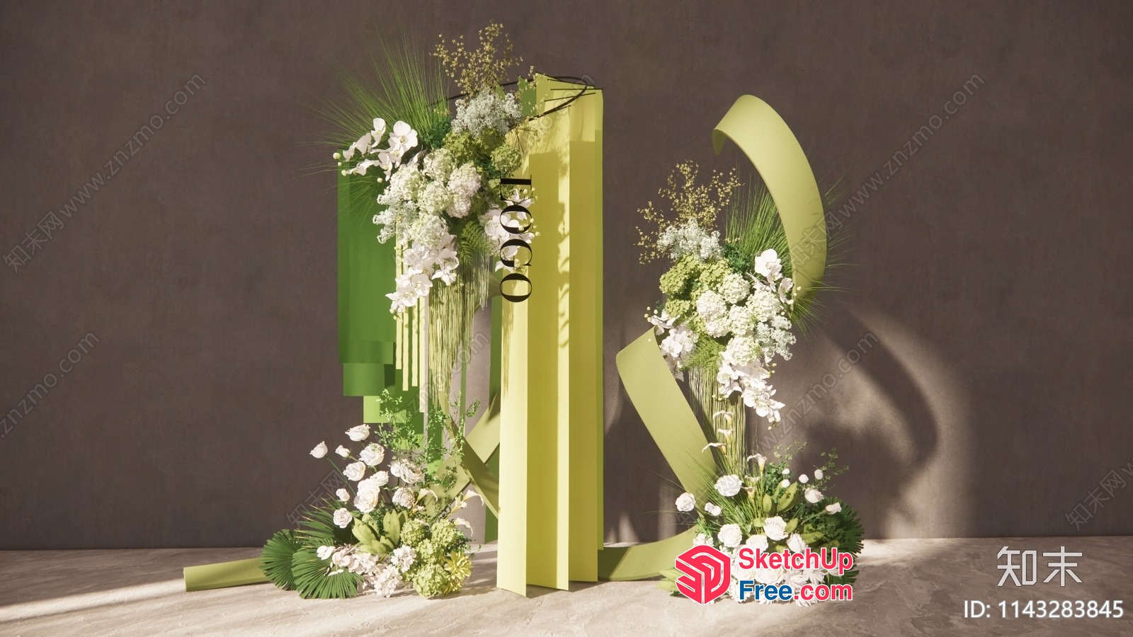 Green And White Decorative Pillars 3D SketchUp File