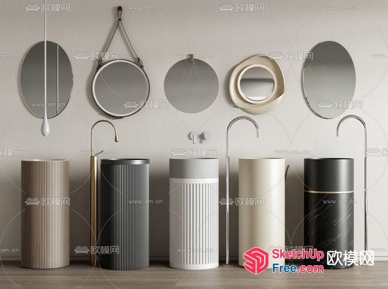 Modern Bathroom Sink And Faucet Collection 3D SketchUp File