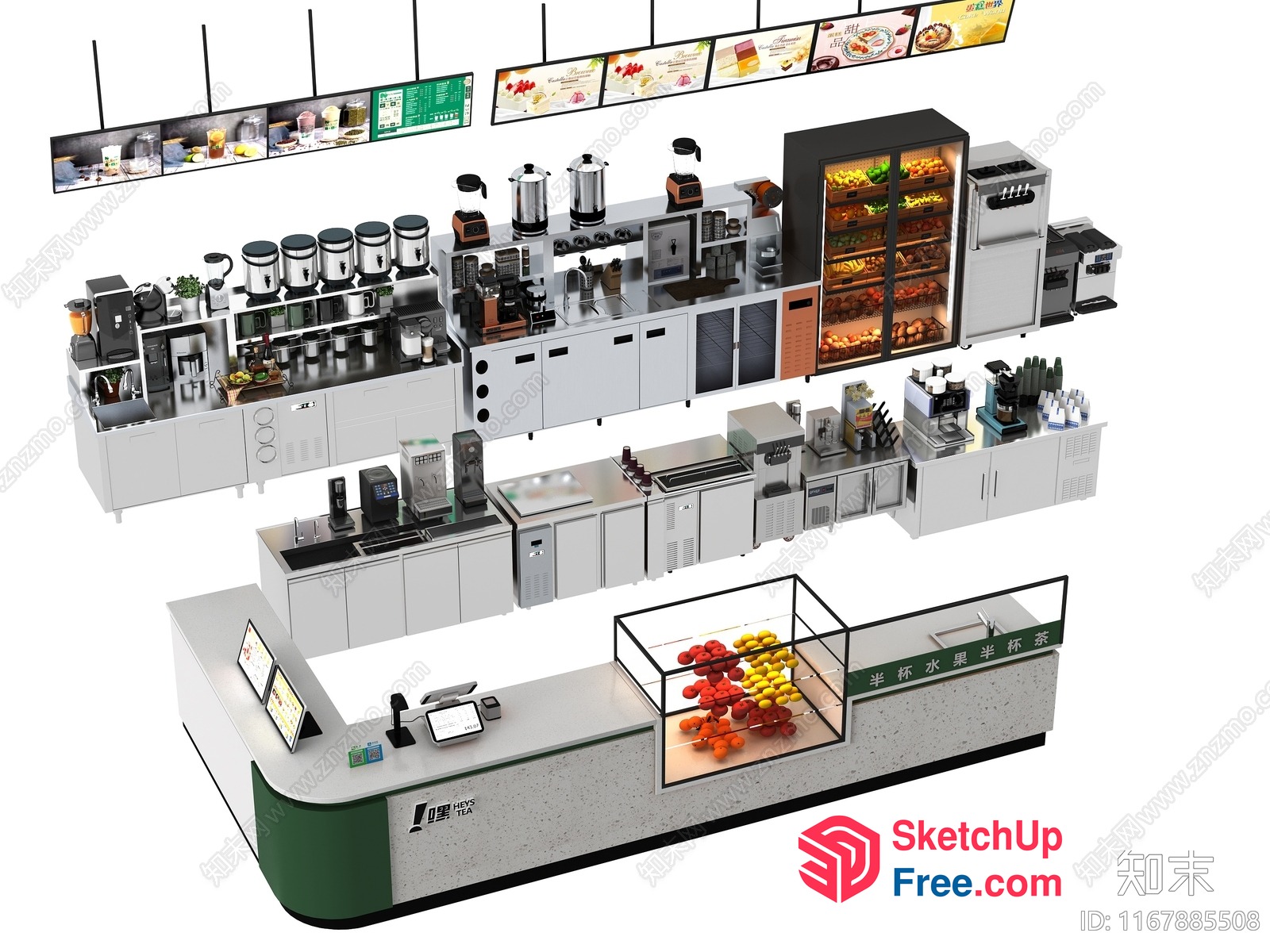 Modern Commercial Kitchen And Retail Space 3D SketchUp File