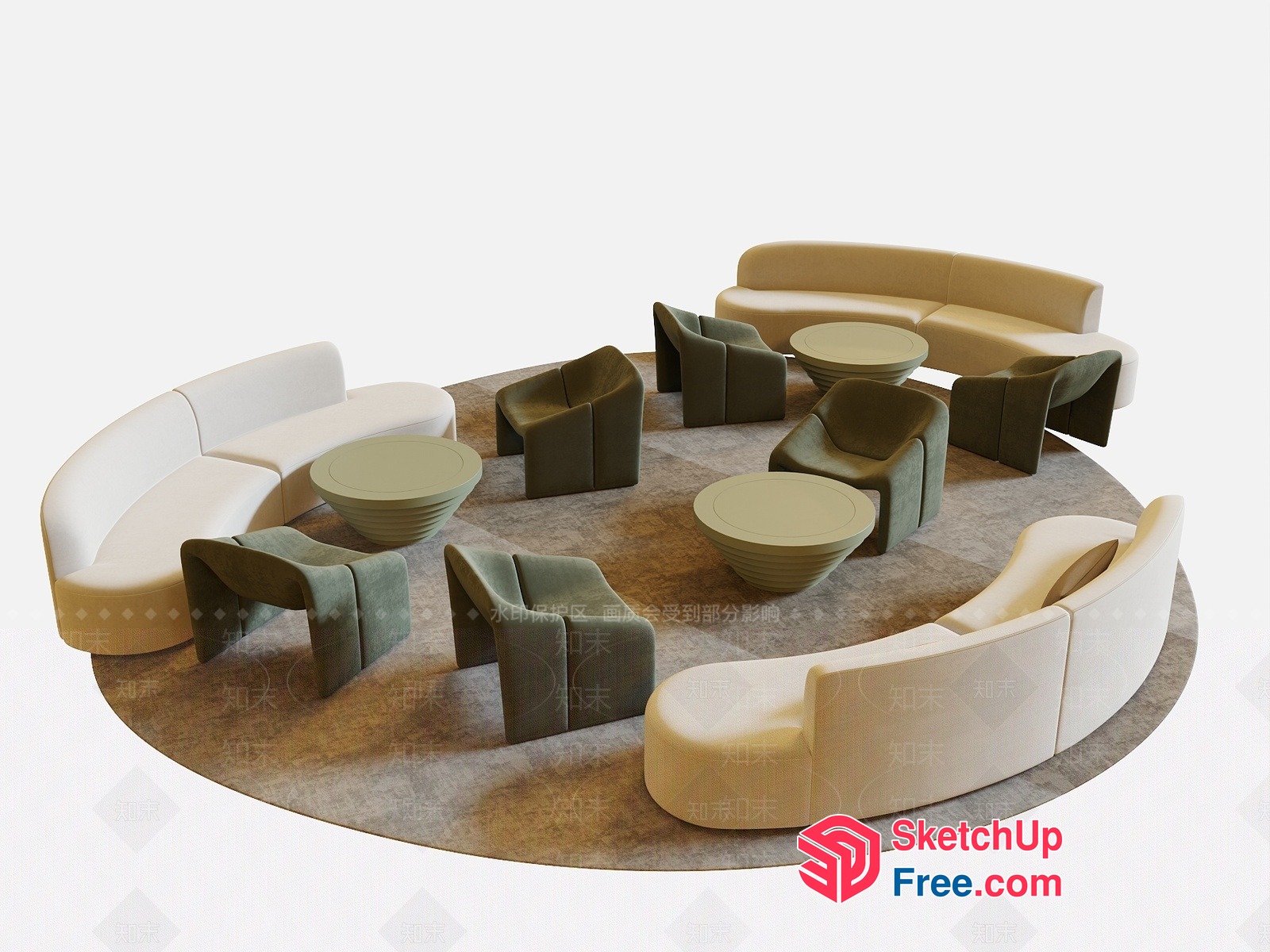 Elegant Modern Minimalist Living Room Furniture 3D SketchUp File