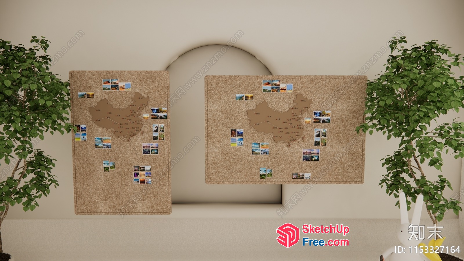 Interior Scene With Two Maps And Multiple Small Photos 3D SketchUp File