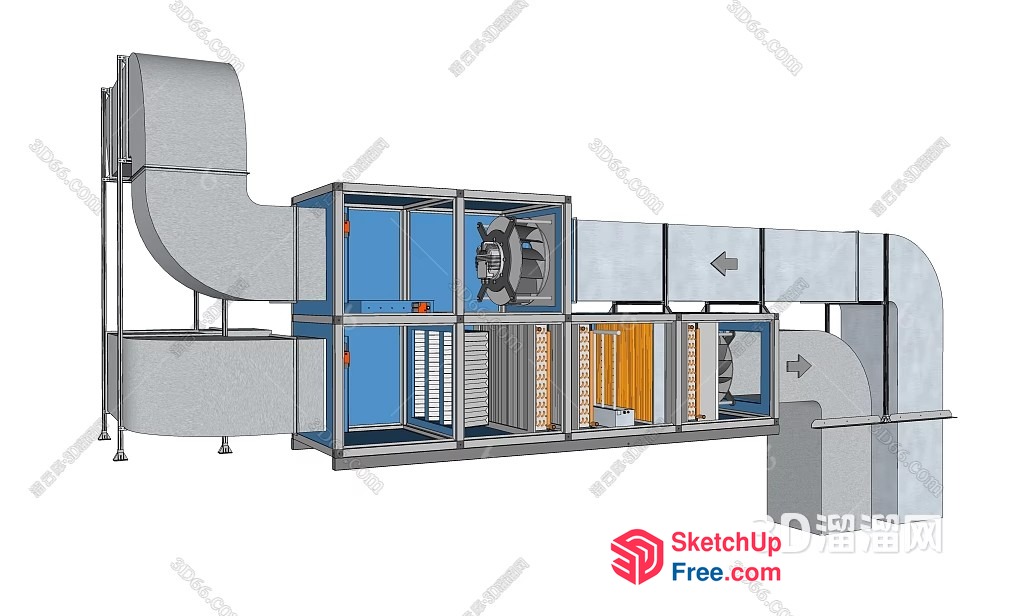 3D Cutaway Of A Building'S Air Handling System 3D SketchUp File