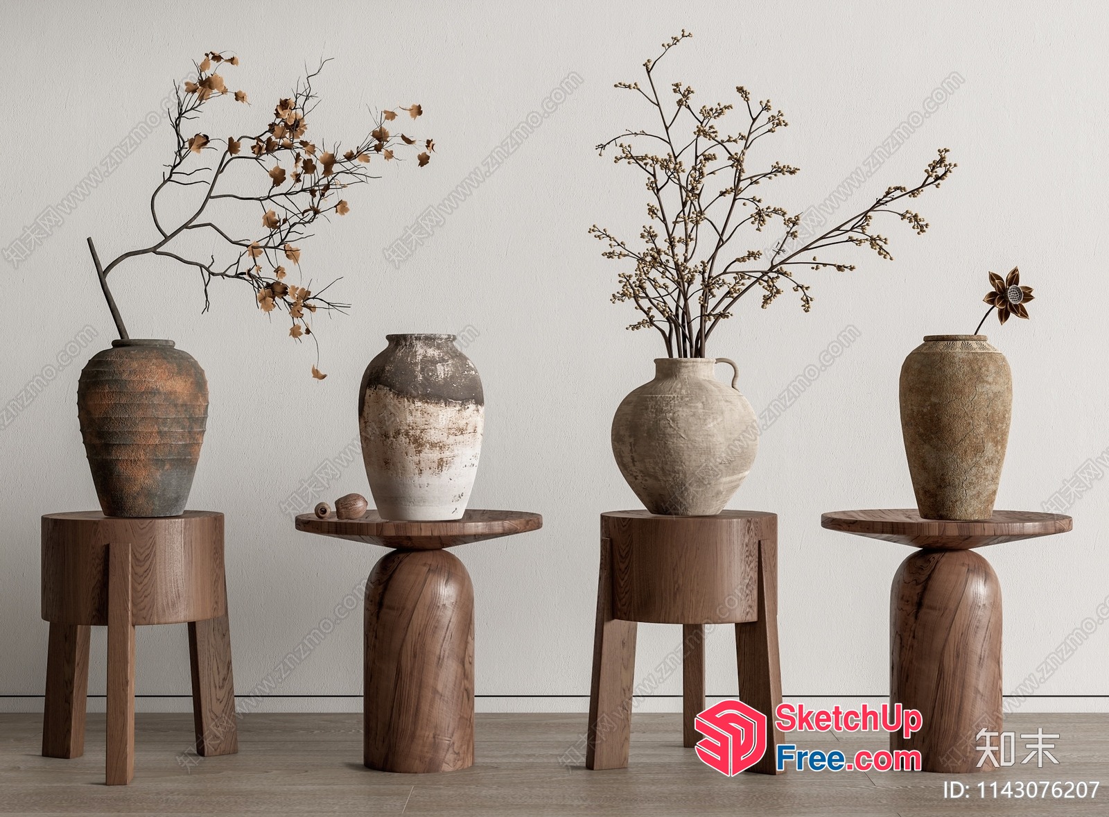 Decorative Vases And Stools 3D SketchUp File