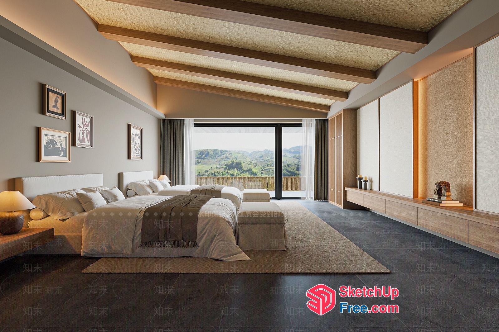 Modern Villa Interior With Stunning Mountain View 3D SketchUp File