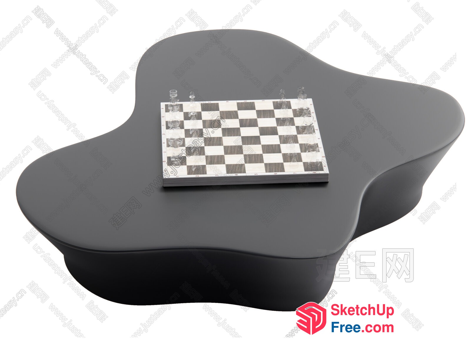 Abstract Shape Table With Chessboard 3D SketchUp File