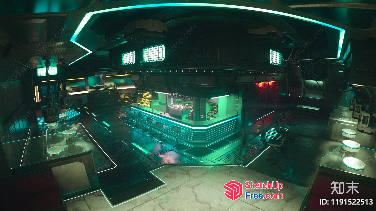 Futuristic Restaurant Interior 3D SketchUp File