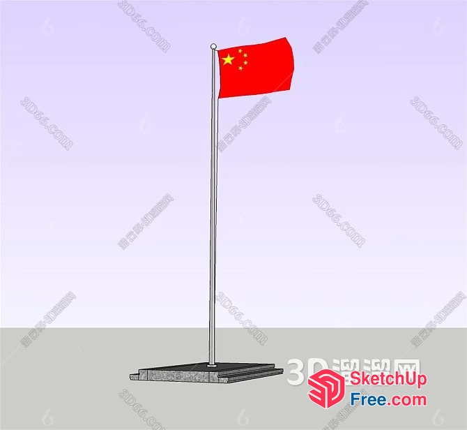 Chinese Flag On A Pole 3D SketchUp File