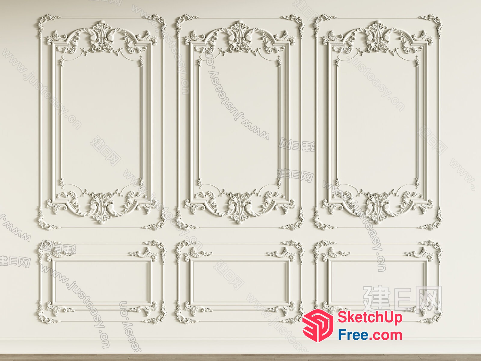 Ornate White Wall Decor 3D SketchUp File