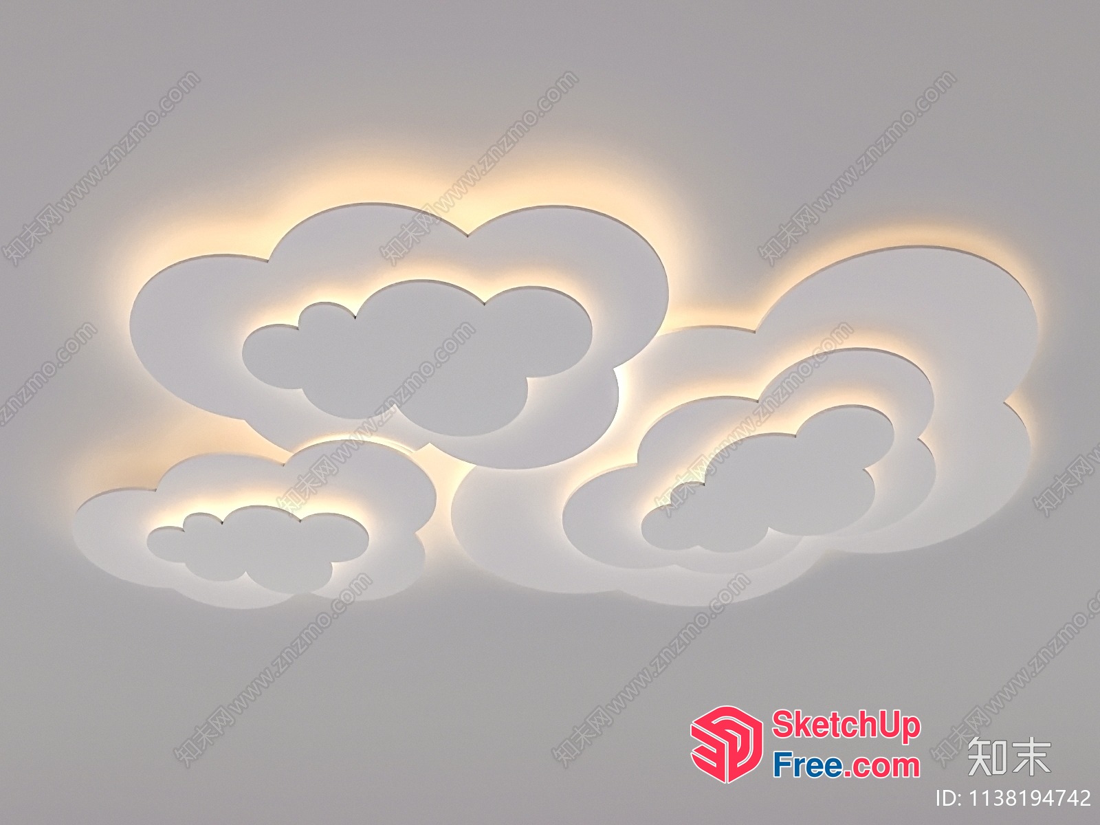 Cloudy White Ceiling Light Installation 3D SketchUp File