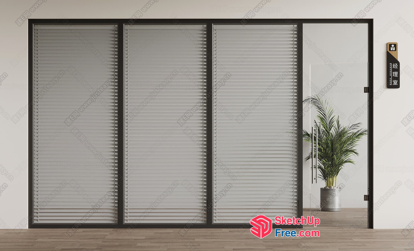 Modern Glass Curtain Wall Elevator Entrance 3D SketchUp File