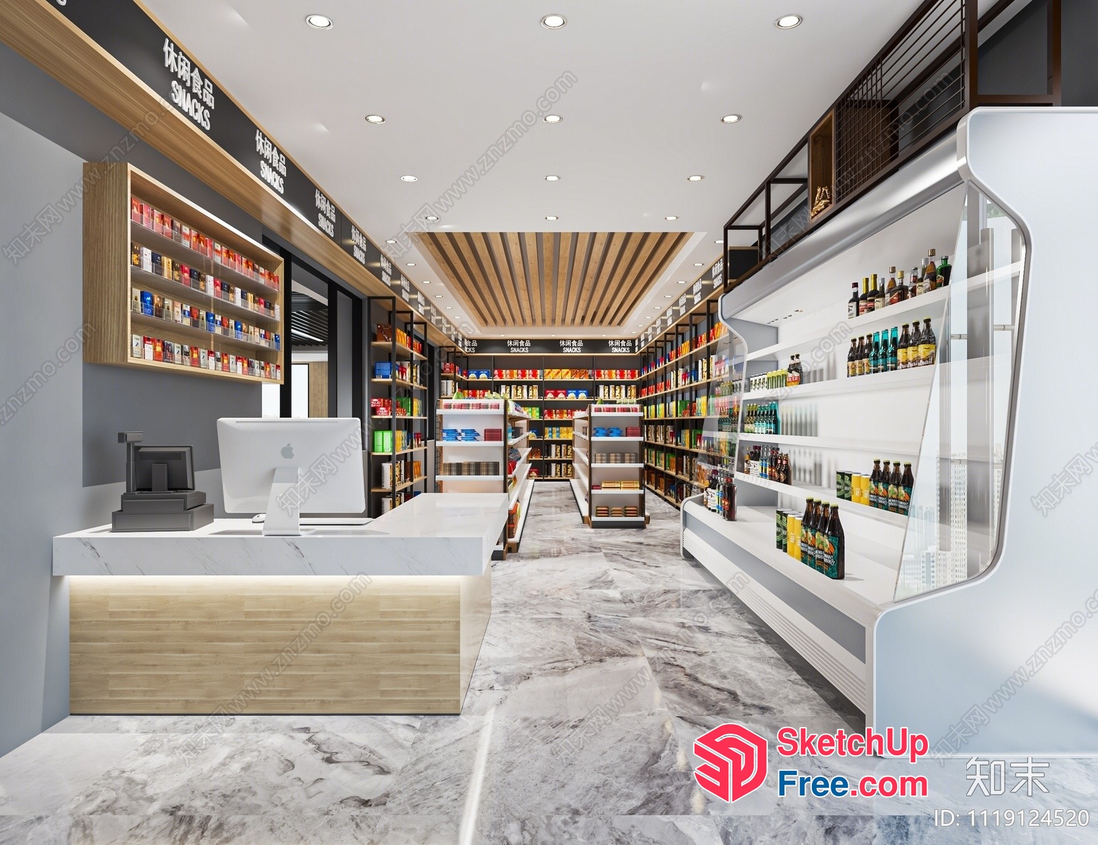 Modern Commercial Store Interior With Sleek Marble Flooring 3D SketchUp File