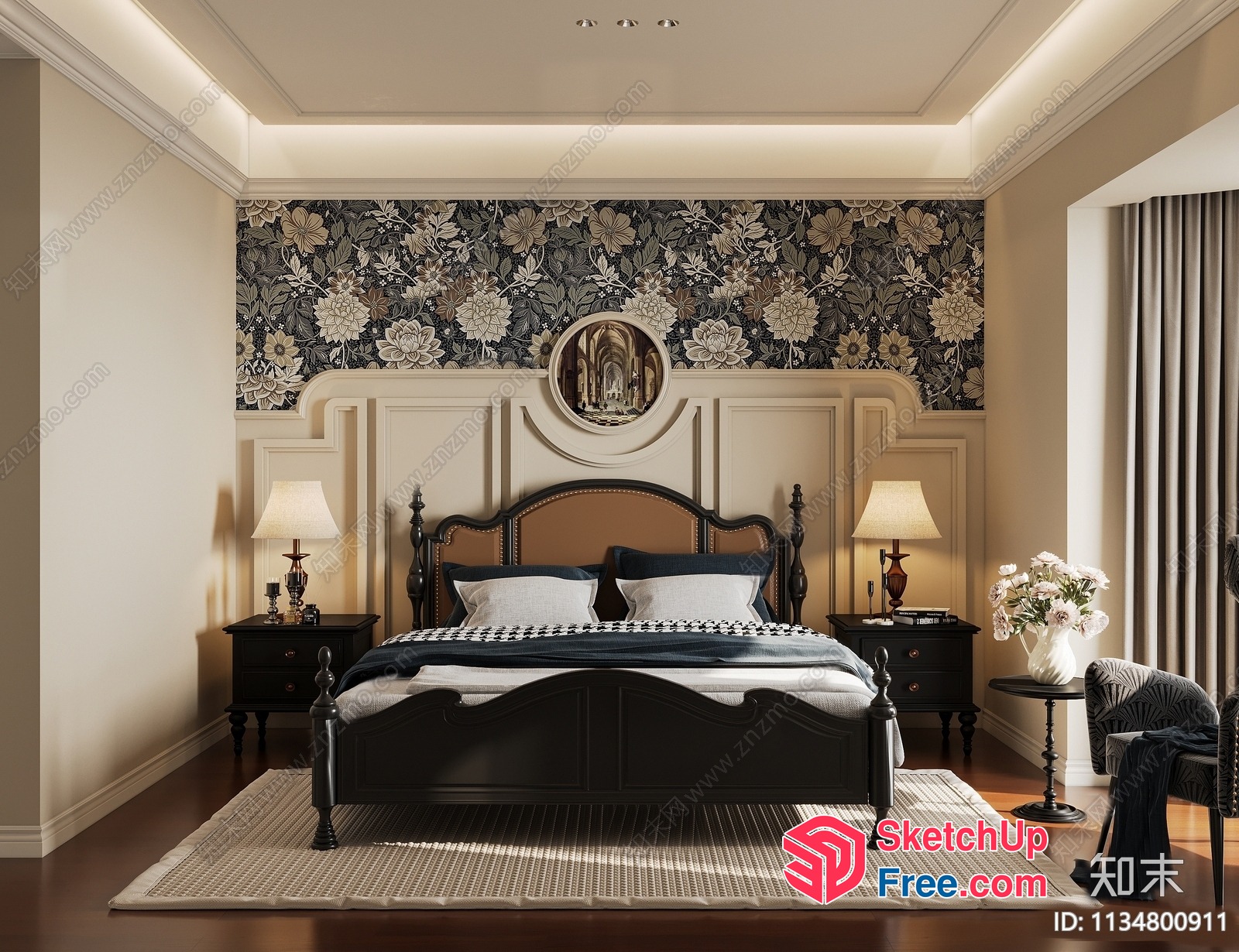 Elegant And Sophisticated Bedroom Interior 3D SketchUp File