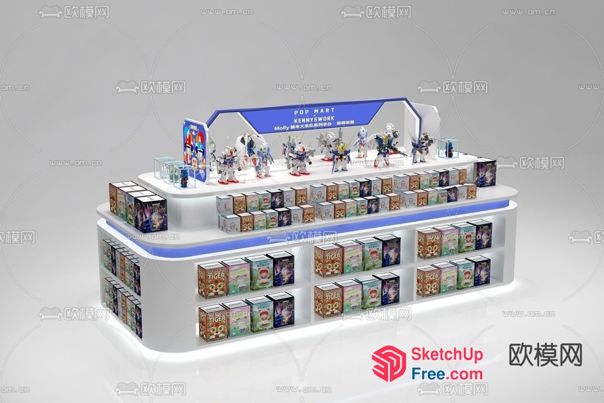 Toy Display Stand With Merchandise And Decorative Elements 3D SketchUp File