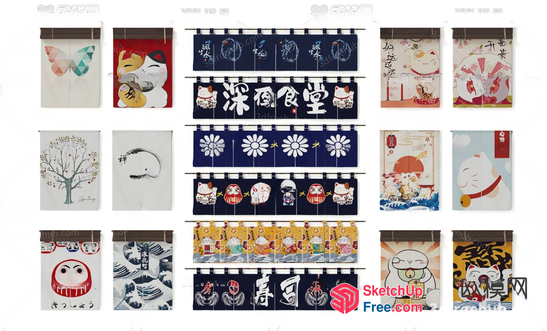 Japanese Style Curtain Collection 3D SketchUp File