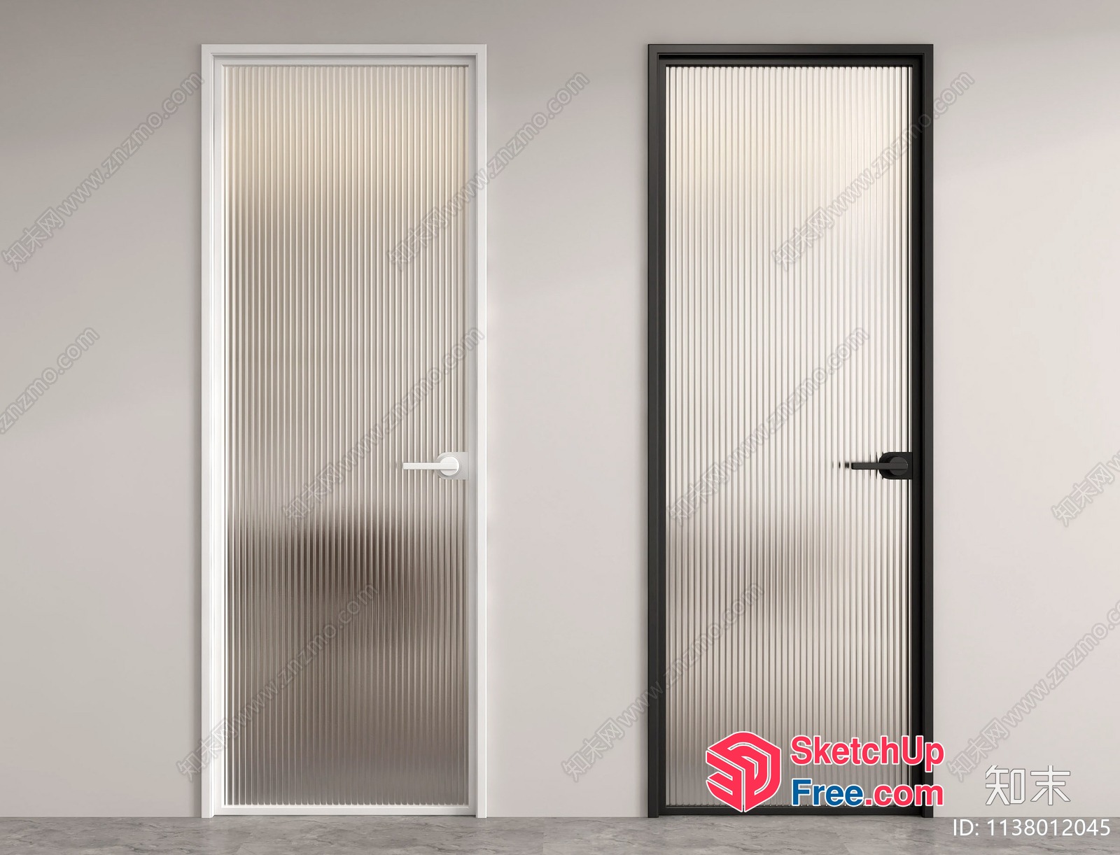Two Doors With Unique Glass Designs 3D SketchUp File