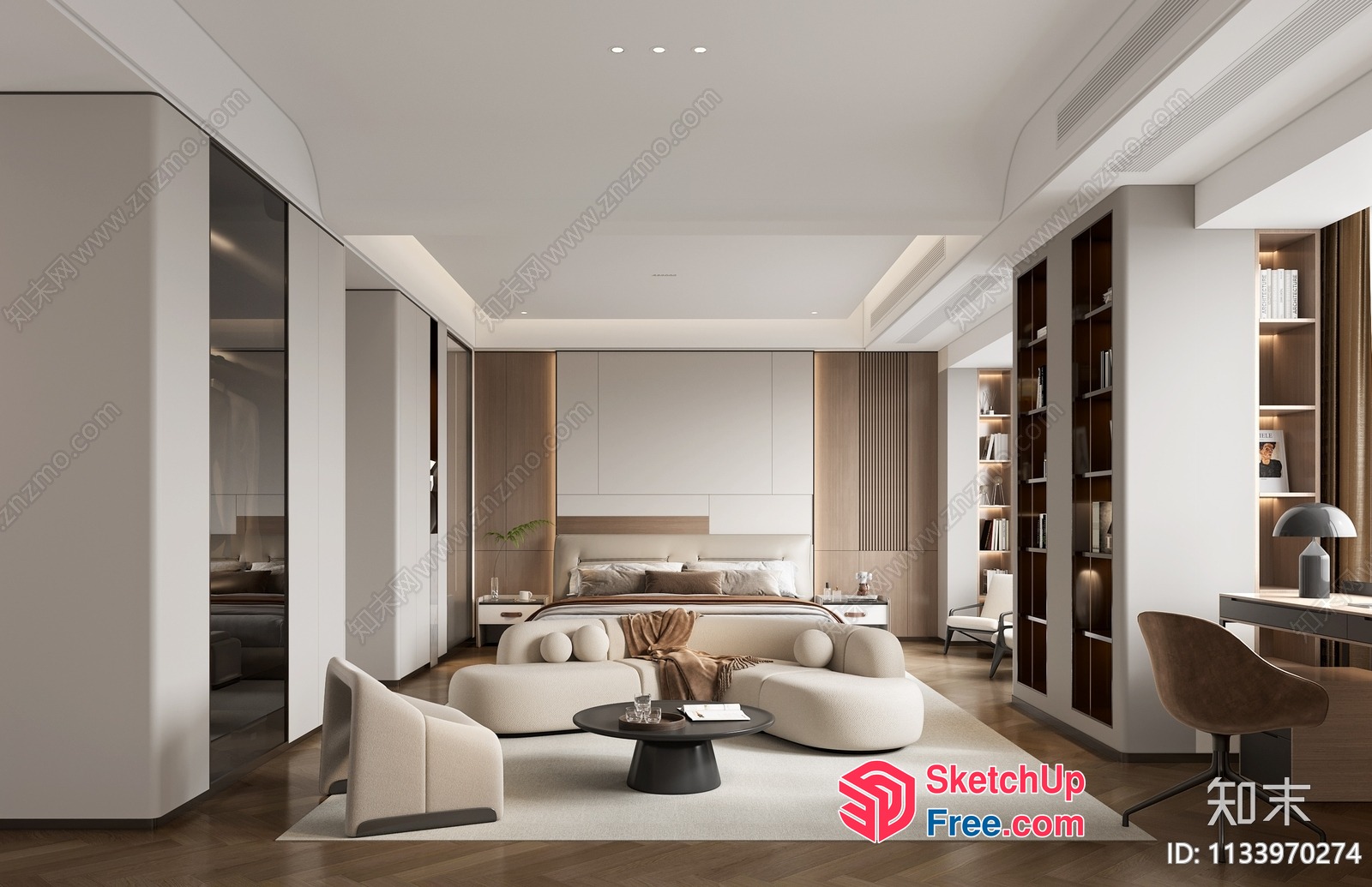Modern Minimalist Bedroom Interior 3D SketchUp File