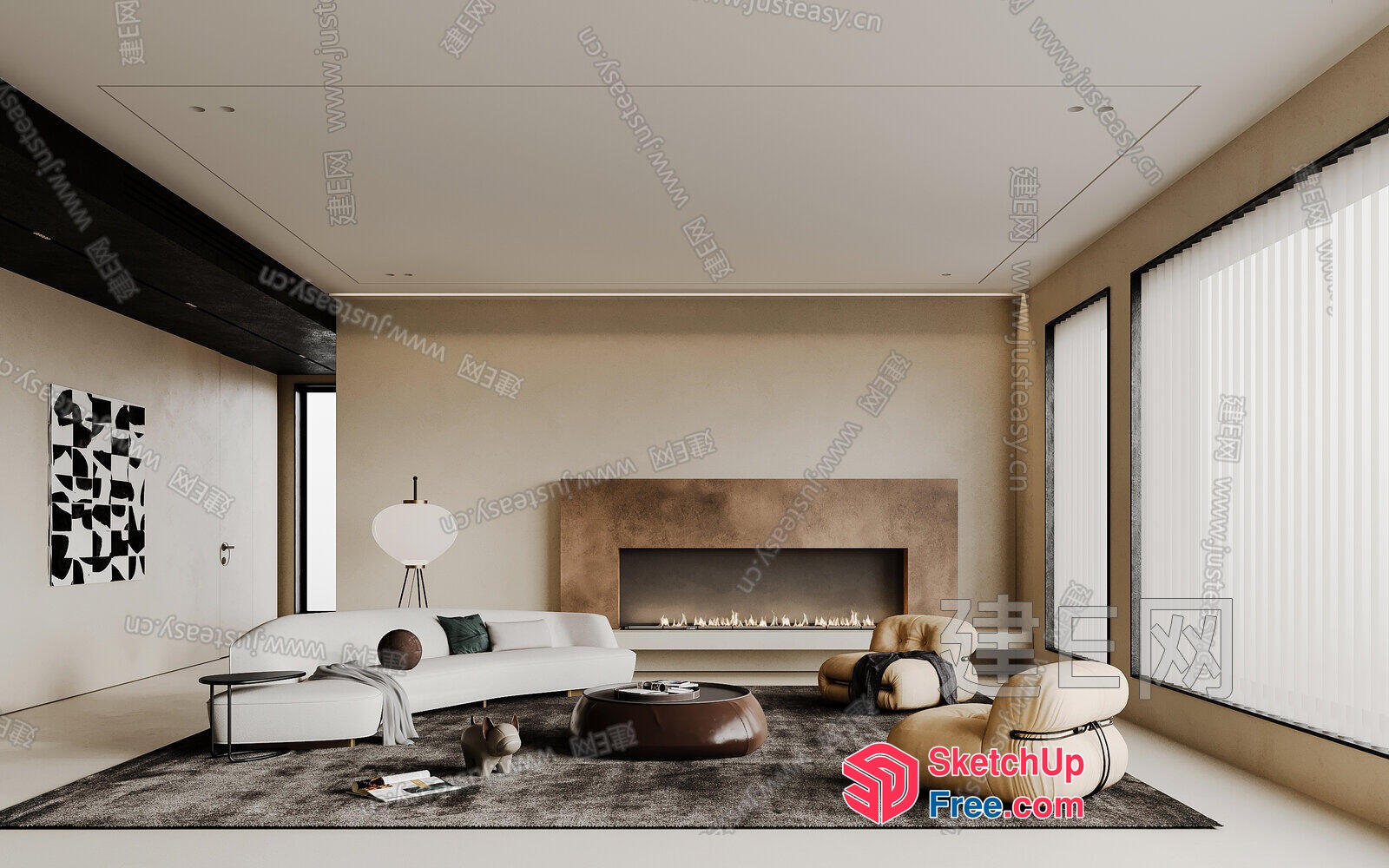 Modern Minimalist Living Room Interior 3D SketchUp File