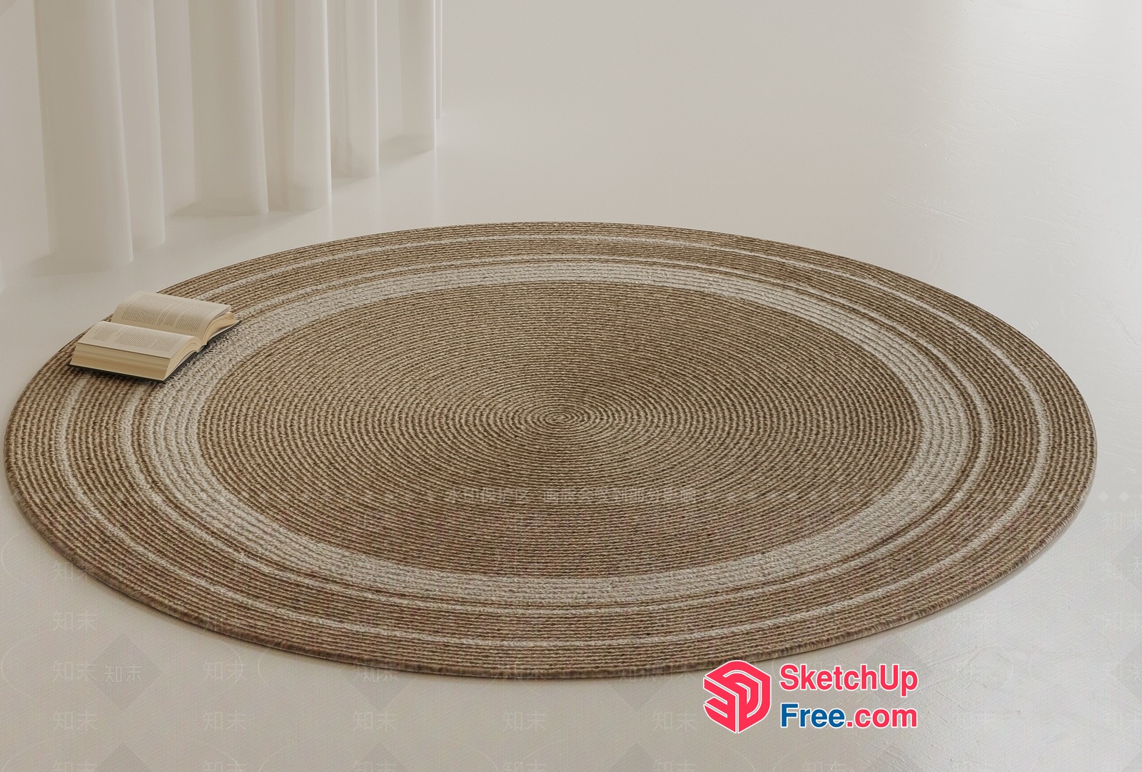 Cozy Oval Rug With Book Placement 3D SketchUp File
