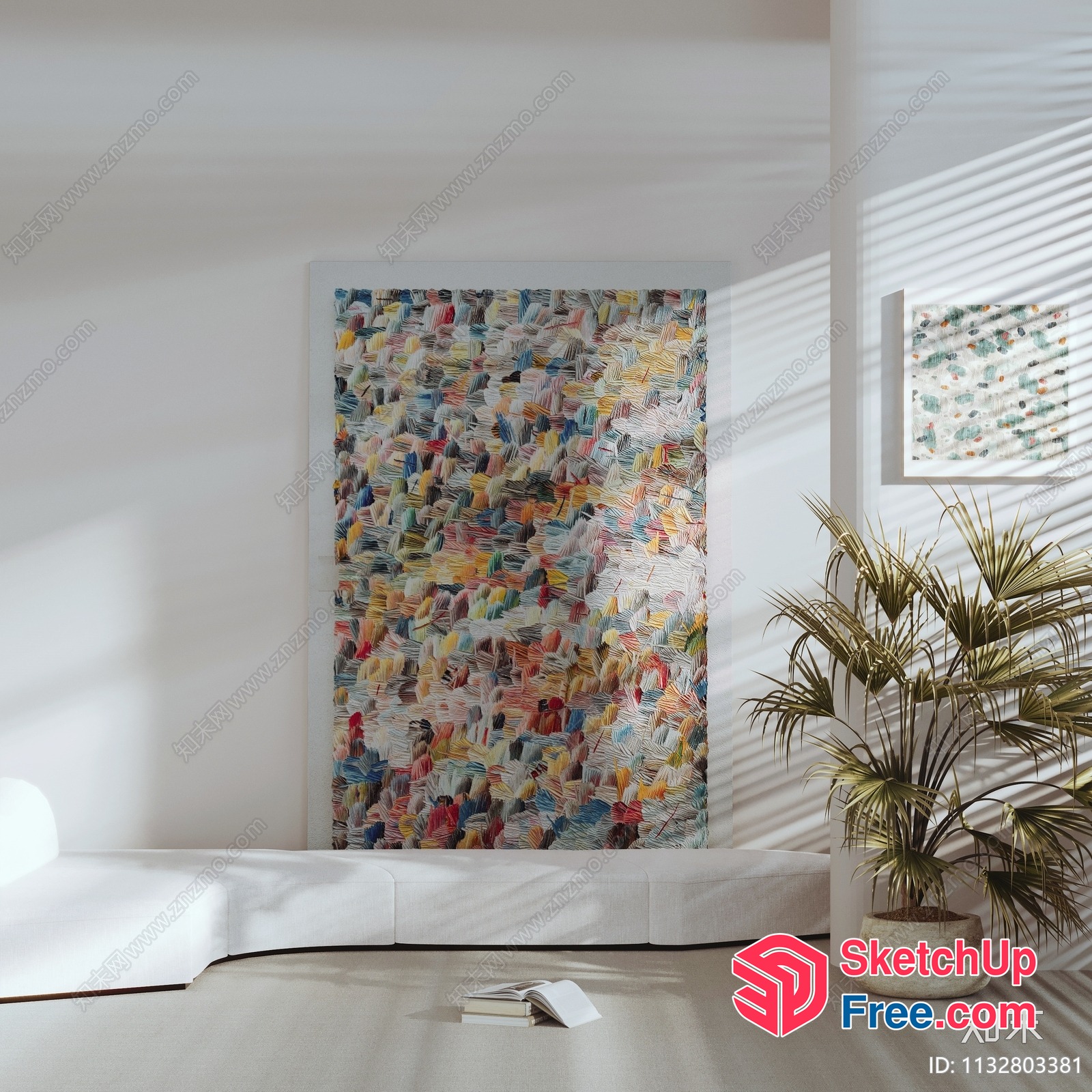 Colorful Abstract Art Piece In A Modern Minimalist Interior 3D SketchUp File