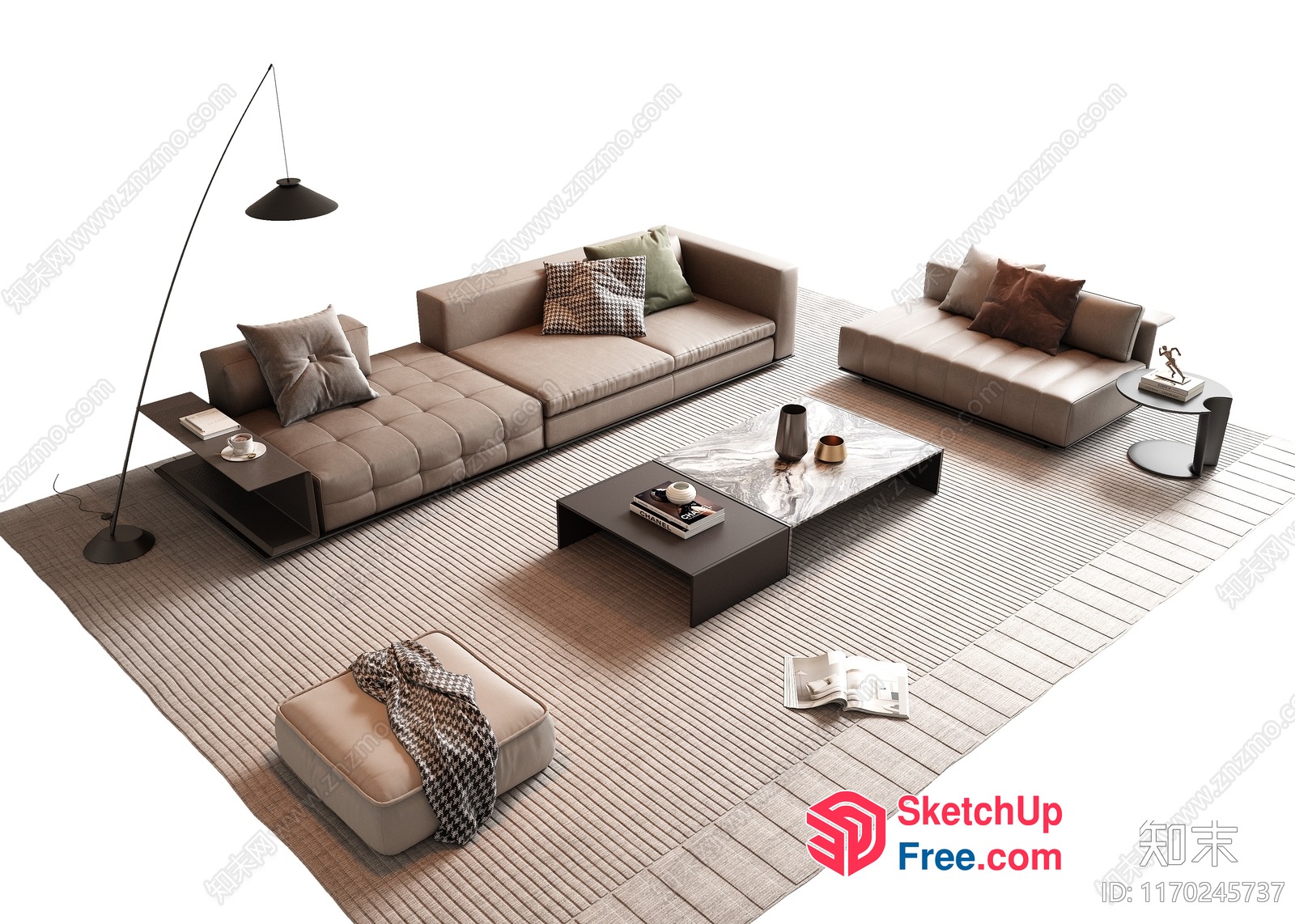 Modern Minimalist Living Room With Neutral Color Scheme 3D SketchUp File