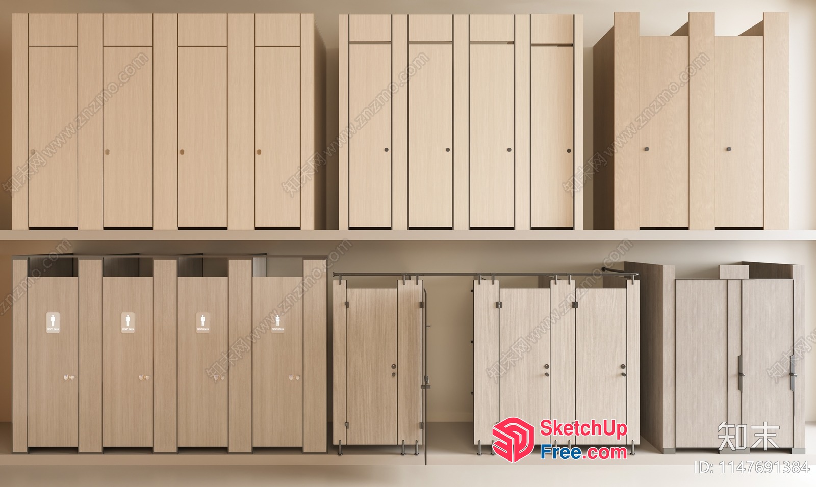 Modern Minimalist Bathroom Stall Design 3D SketchUp File