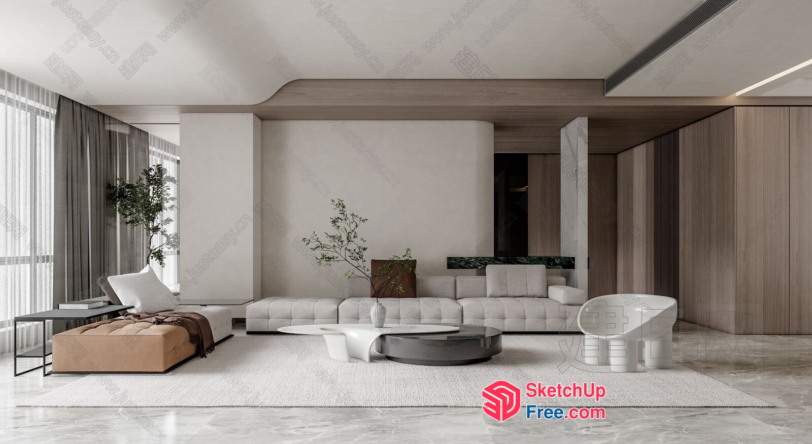 Modern Minimalist Living Room With Sleek Furniture 3D SketchUp File