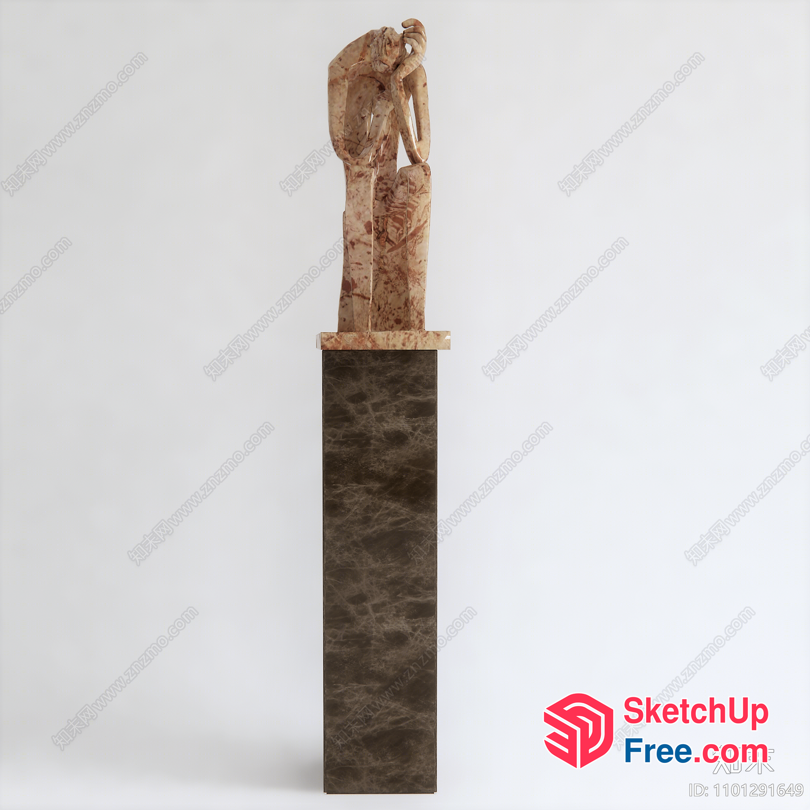 Marble Statue On A Pedestal 3D SketchUp File