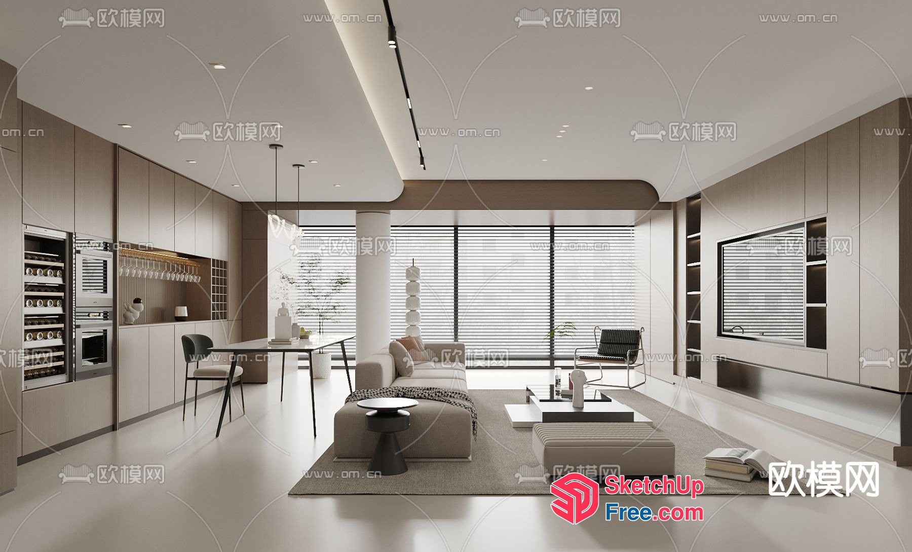 Modern Minimalist Living Room With Sleek Furniture 3D SketchUp File