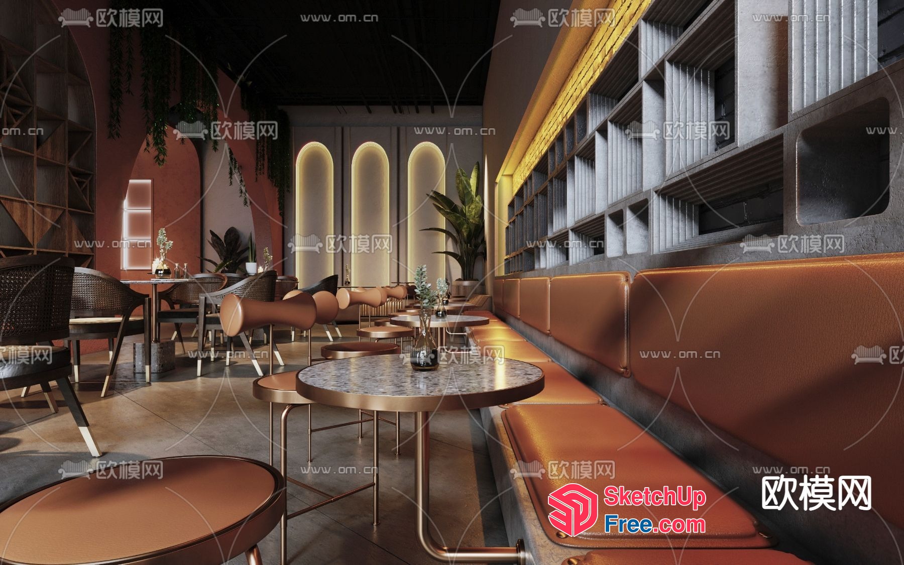 Modern Industrial-Style Dining Room 3D SketchUp File