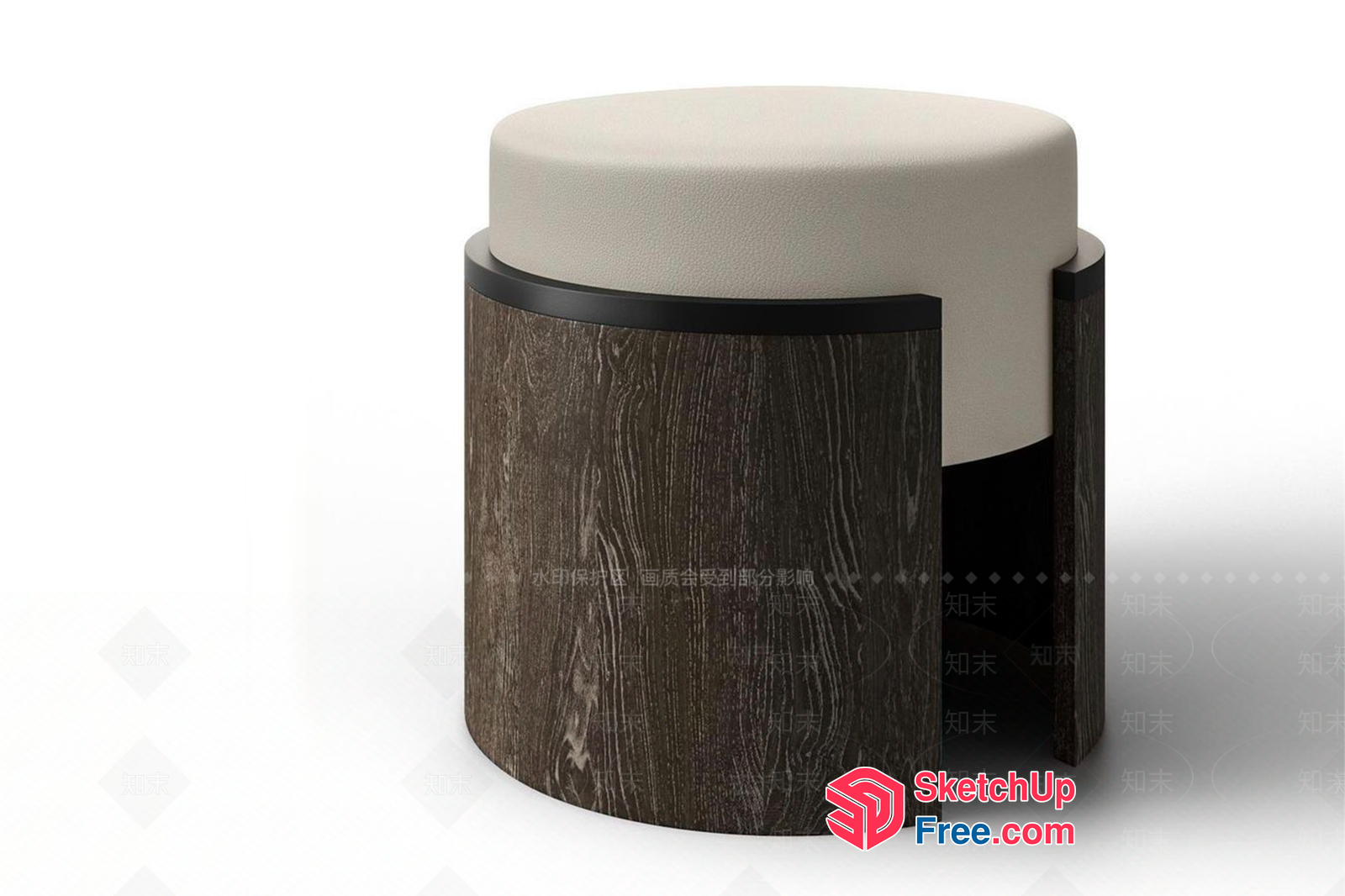Modern Minimalist Wooden Stool With White Cushion 3D SketchUp File