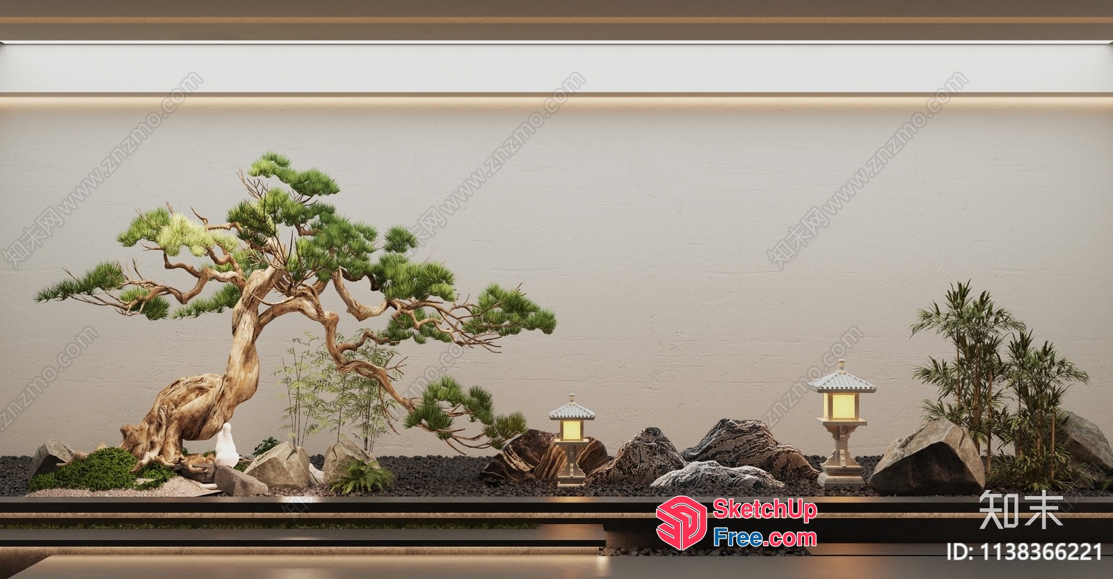 Japanese Inspired Interior With Natural Elements And Soft Lighting 3D SketchUp File