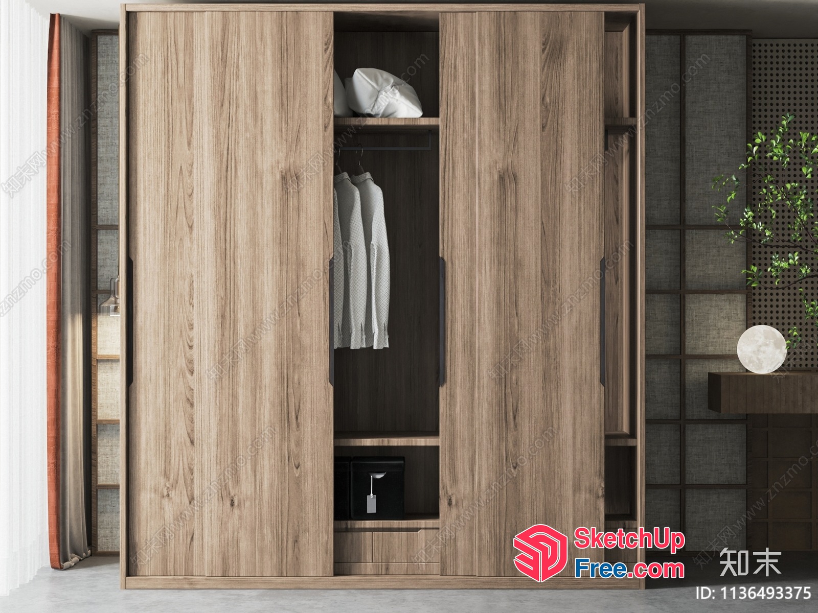 Modern Wardrobe With Sliding Doors And Built-In Shelves 3D SketchUp File