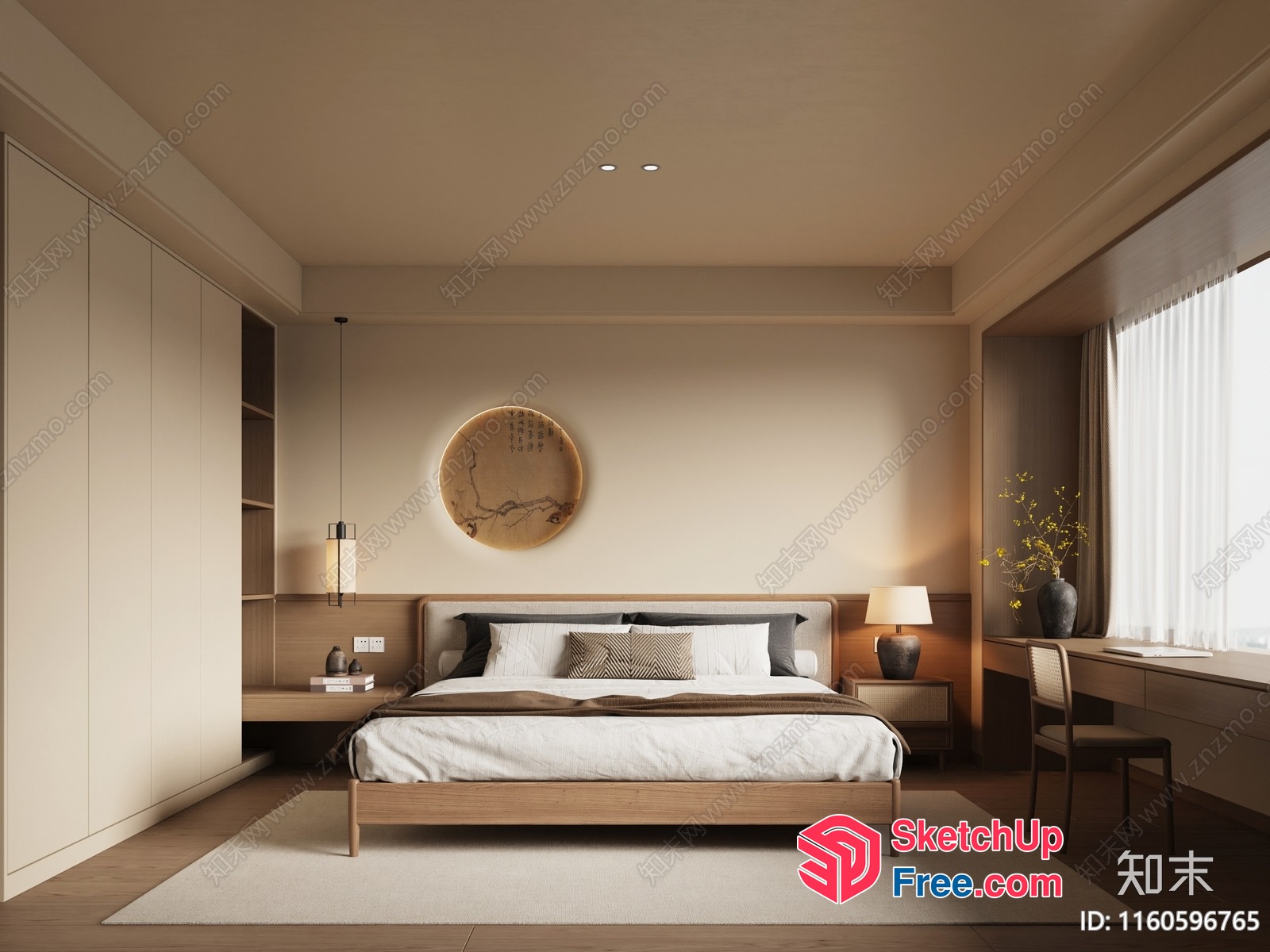 Modern Japanese-Inspired Bedroom Interior 3D SketchUp File