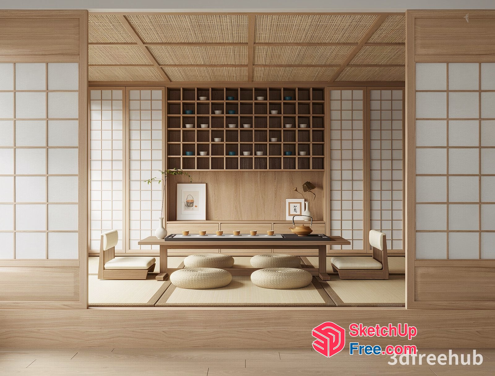 Japanese Style Interior Design With Traditional Elements 3D SketchUp File