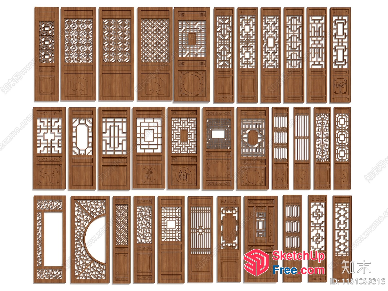 Wooden Door Designs With Intricate Patterns And Carvings 3D SketchUp File