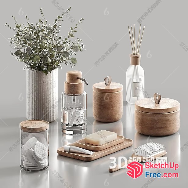 Modern Bathroom Decor With Glass And Wood Accents 3D SketchUp File