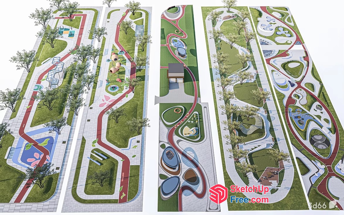 Serpentine Pathways Park 3D SketchUp File