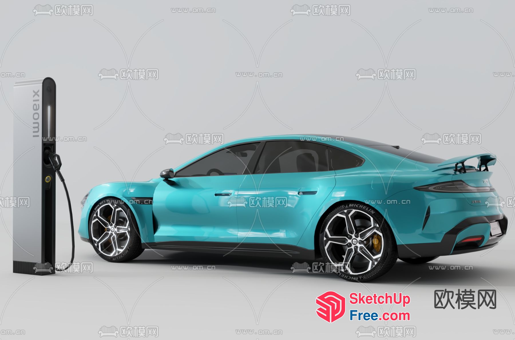 Modern Car With Charging Station 3D SketchUp File