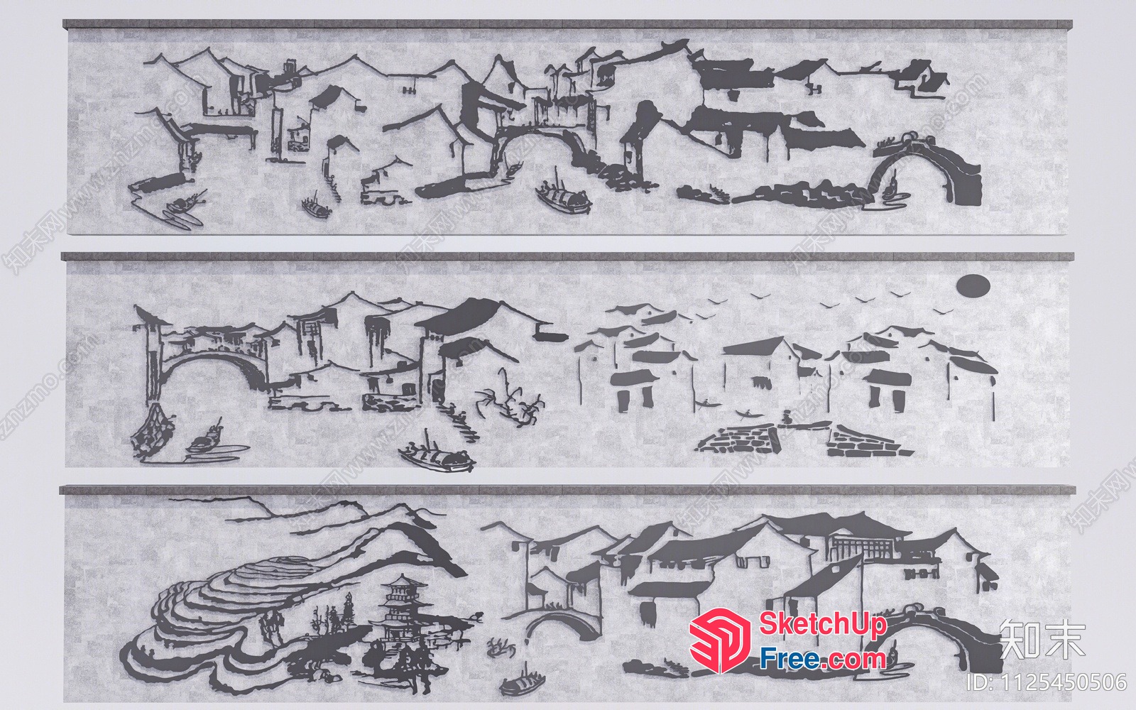 Traditional Chinese Village Scene 3D SketchUp File