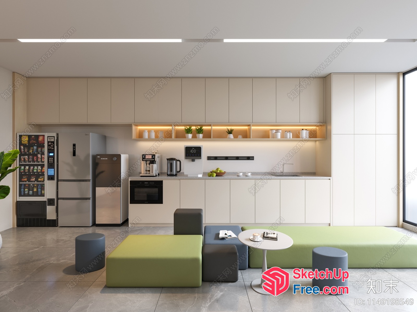 Modern Minimalist Office Kitchen And Lounge Area 3D SketchUp File