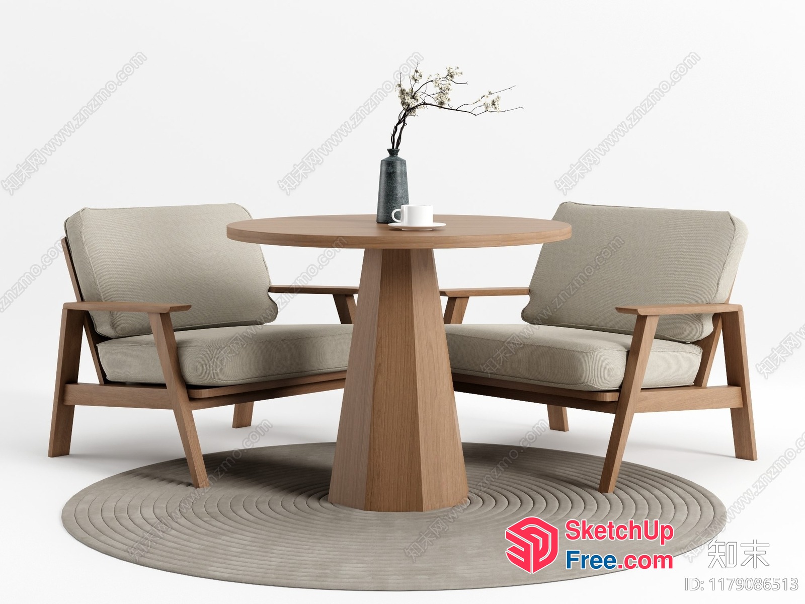 Elegant Minimalist Japanese Style Living Room Set 3D SketchUp File