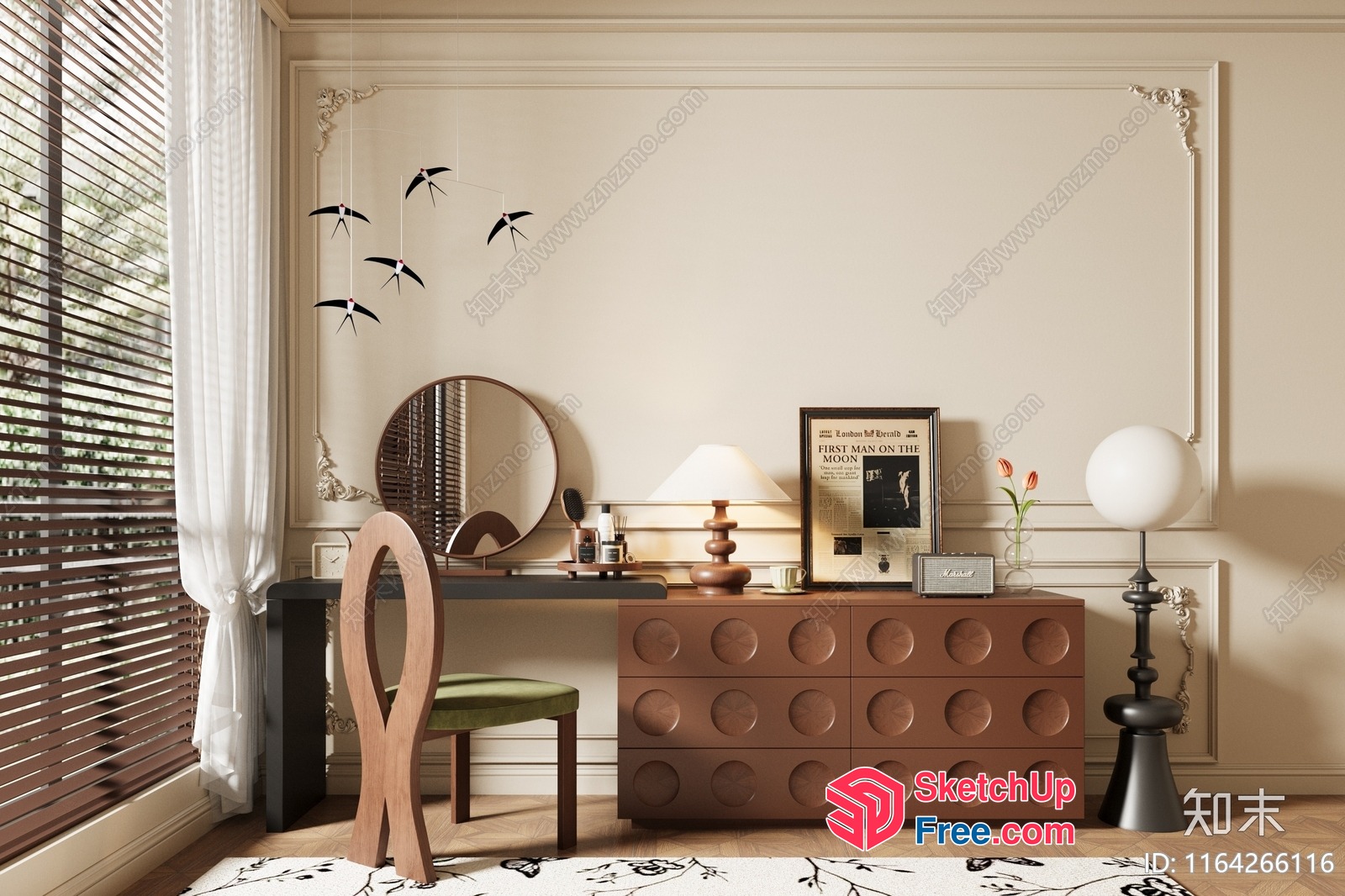 Elegant And Modern Home Office Interior Design 3D SketchUp File